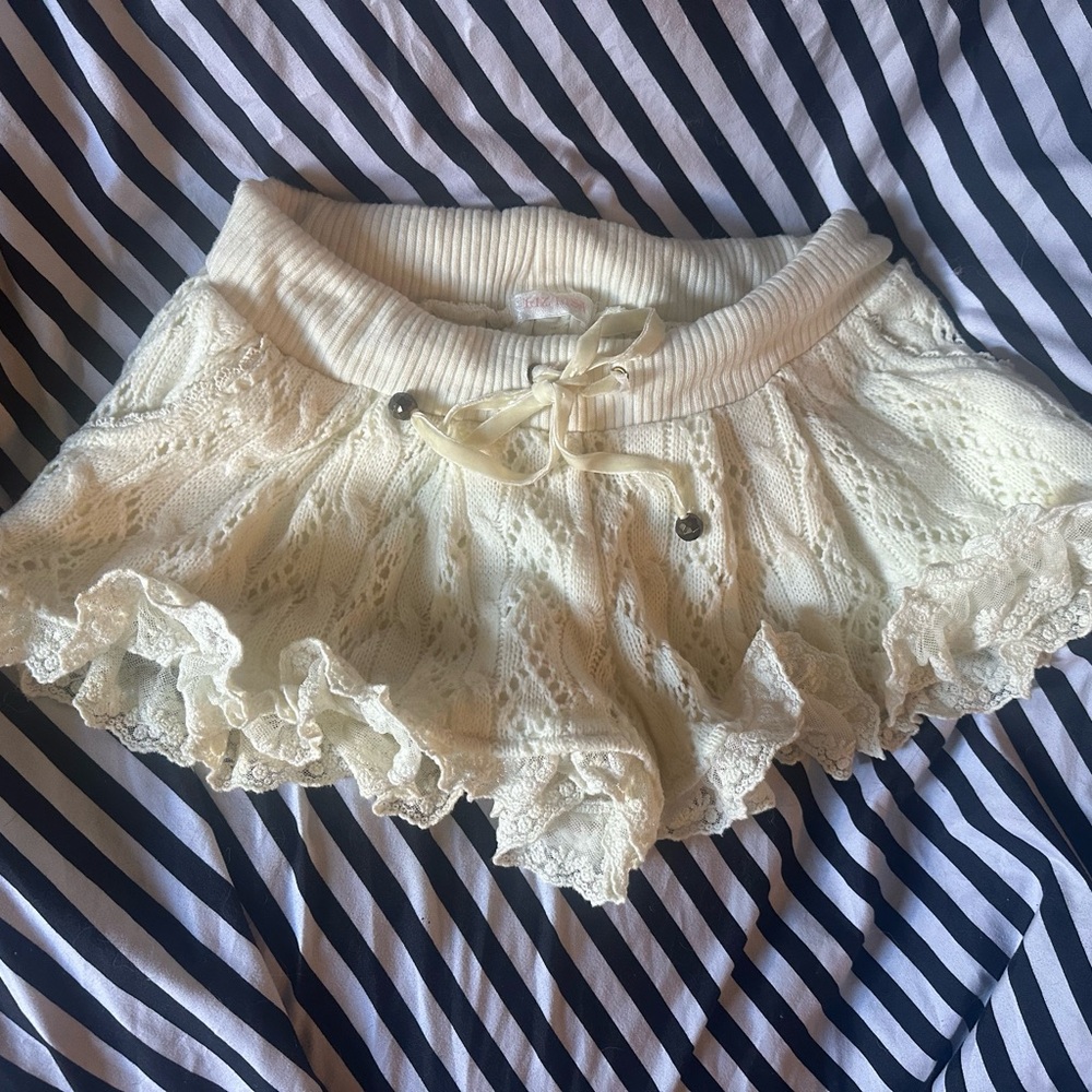 2000s Liz Lisa offwhite cream shoujo himekaji knit crochet shorts 🍓